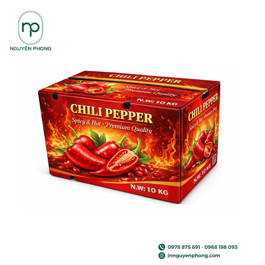 In thùng carton đựng ớt